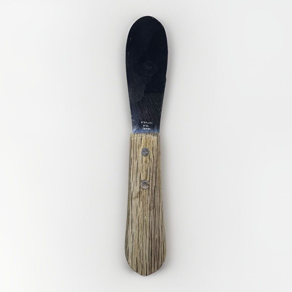Vintage Spatula Spreader Knife Stainless Steel Wood Handle 7.5" Taiwan‎